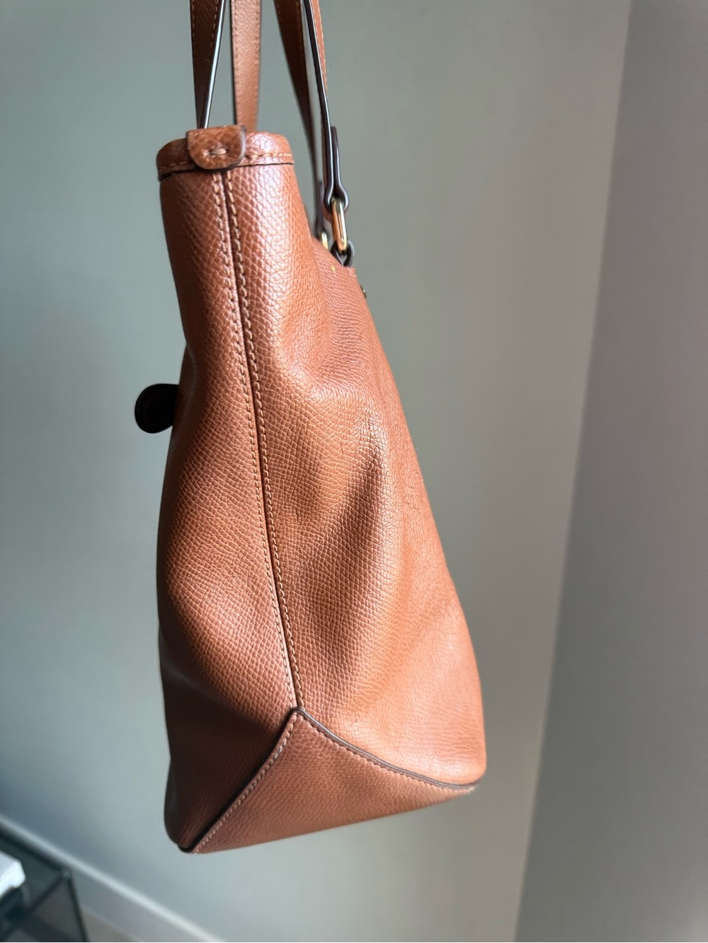 Coach Tan Pebble Leather Tote with Gold Hardware - Picture 7 of 13
